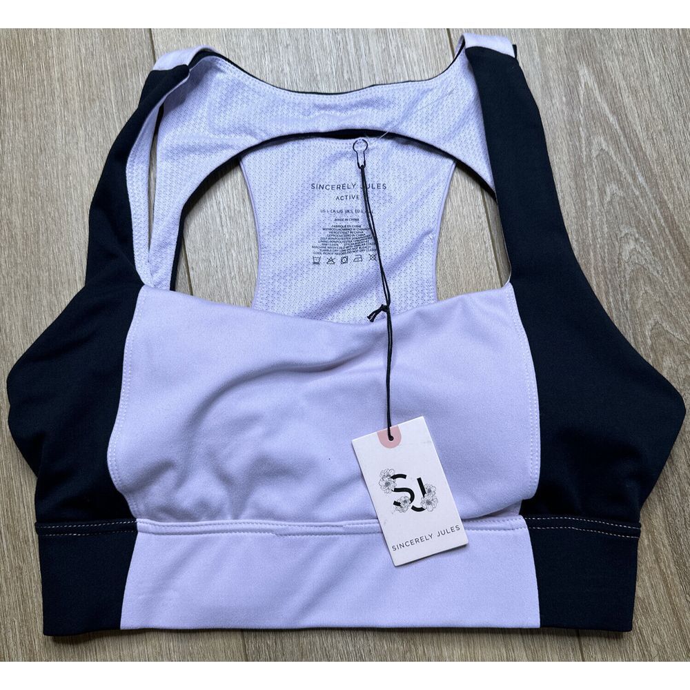 Sincerely Jules Active Purple Sport Bra Razor Back Size Large NEW